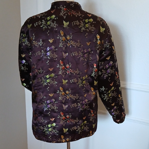Hand-quilted Floral Satin Jacket - Picture 2 of 8